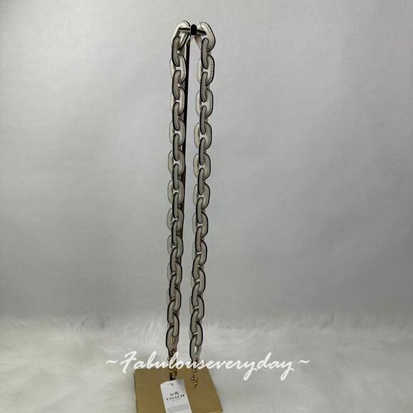 Coach Leather Covered Chain Strap Crossbody Replacement In Gold/Chalk C8314 NWT - Picture 2 of 6